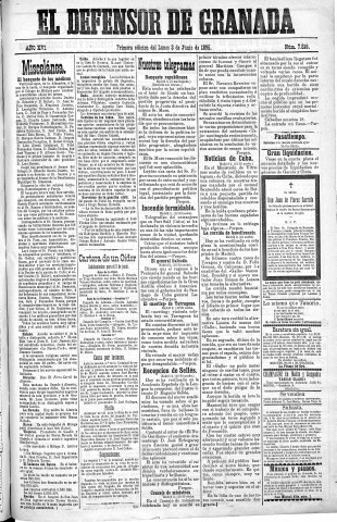 'El Defensor de Granada  : diario político independiente' - Año XVI Número 7816 1ª ed. - 1895 Junio 03