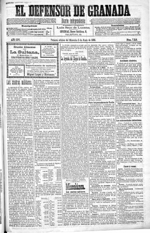 'El Defensor de Granada  : diario político independiente' - Año XVI Número 7819 1ª ed. - 1895 Junio 05