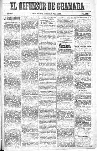 'El Defensor de Granada  : diario político independiente' - Año XVI Número 7830 1ª ed. - 1895 Junio 12