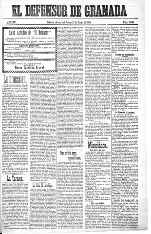 'El Defensor de Granada  : diario político independiente' - Año XVI Número 7832 1ª ed. - 1895 Junio 13