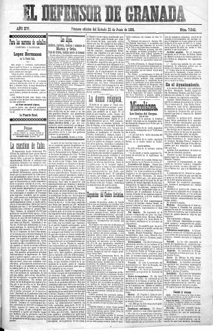 'El Defensor de Granada  : diario político independiente' - Año XVI Número 7843 1ª ed. - 1895 Junio 22