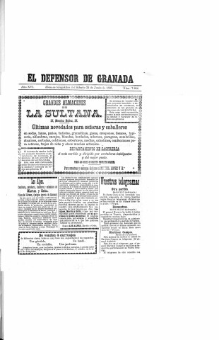 'El Defensor de Granada  : diario político independiente' - Año XVI Número 7844  - 1895 Junio 22