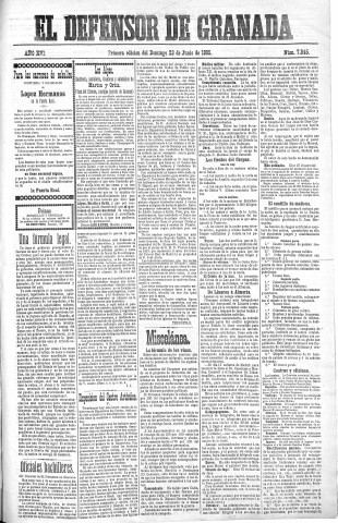 'El Defensor de Granada  : diario político independiente' - Año XVI Número 7845 1ª ed. - 1895 Junio 23