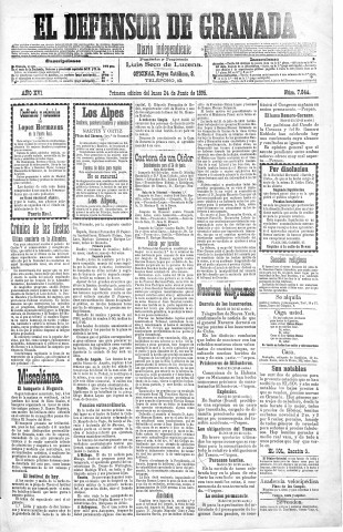 'El Defensor de Granada  : diario político independiente' - Año XVI Número 7846 1ª ed. - 1895 Junio 24