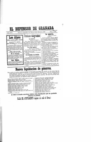 'El Defensor de Granada  : diario político independiente' - Año XVI Número 7848  - 1895 Junio 25