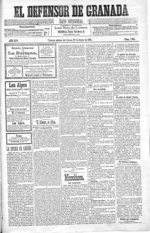 'El Defensor de Granada  : diario político independiente' - Año XVI Número 7851 1ª ed. - 1895 Junio 27