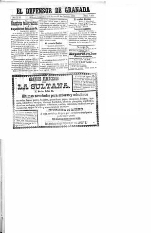 'El Defensor de Granada  : diario político independiente' - Año XVI Número 7852  - 1895 Junio 27