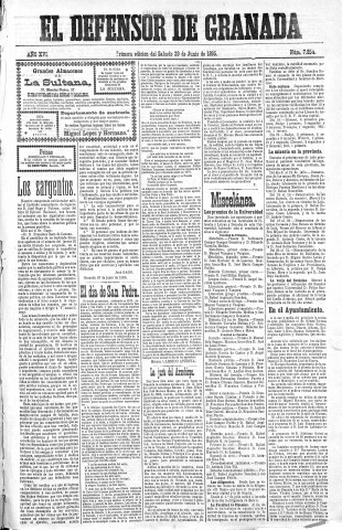 'El Defensor de Granada  : diario político independiente' - Año XVI Número 7854 1ª ed. - 1895 Junio 29