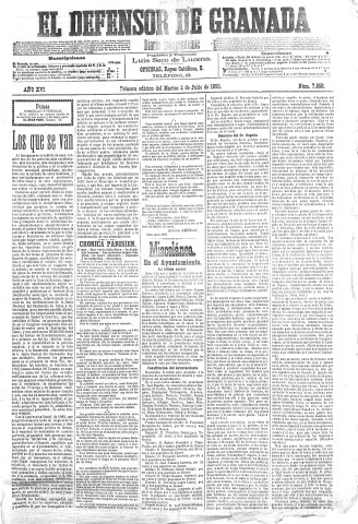 'El Defensor de Granada  : diario político independiente' - Año XVI Número 7858 1ª ed. - 1895 Julio 02