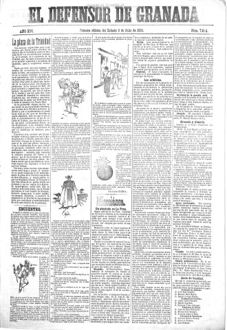 'El Defensor de Granada  : diario político independiente' - Año XVI Número 7864 1ª ed. - 1895 Julio 06