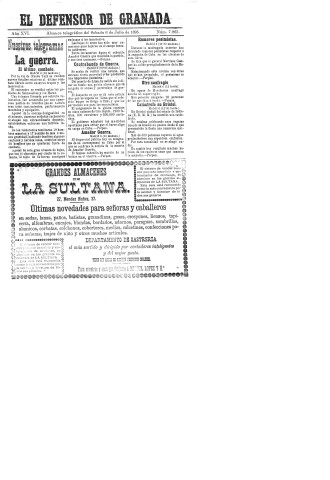 'El Defensor de Granada  : diario político independiente' - Año XVI Número 7865  - 1895 Julio 06