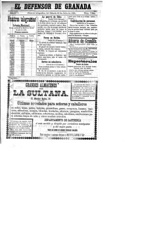 'El Defensor de Granada  : diario político independiente' - Año XVI Número 7886  - 1895 Julio 20