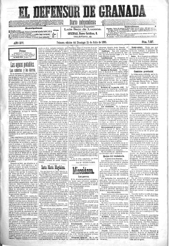 'El Defensor de Granada  : diario político independiente' - Año XVI Número 7887 1ª ed. - 1895 Julio 21