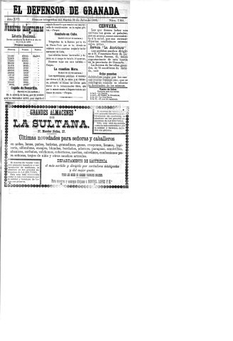 'El Defensor de Granada  : diario político independiente' - Año XVI Número 7901  - 1895 Julio 30