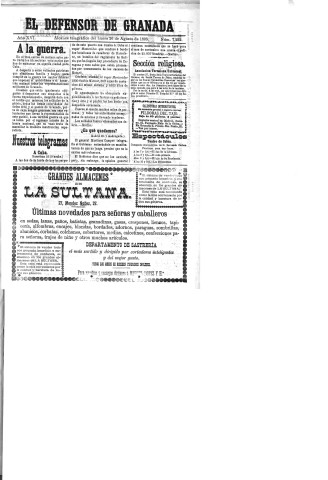 'El Defensor de Granada  : diario político independiente' - Año XVI Número 7932  - 1895 Agosto 26