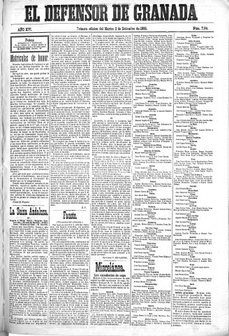 'El Defensor de Granada  : diario político independiente' - Año XVI Número 7940 1ª ed. - 1895 Septiembre 03