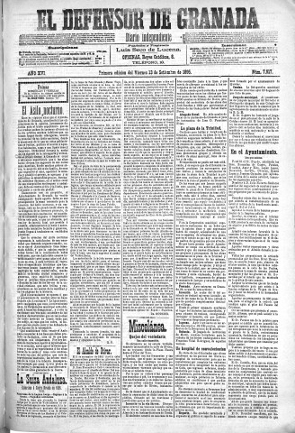 'El Defensor de Granada  : diario político independiente' - Año XVI Número 7917 1ª ed. - 1895 Septiembre 13