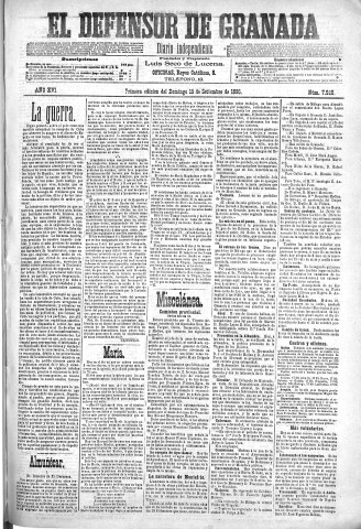 'El Defensor de Granada  : diario político independiente' - Año XVI Número 7920 1ª ed. - 1895 Septiembre 15