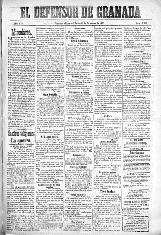'El Defensor de Granada  : diario político independiente' - Año XVI Número 7921 1ª ed. - 1895 Septiembre 16