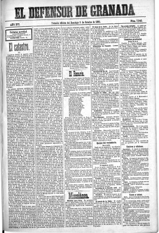 'El Defensor de Granada  : diario político independiente' - Año XVI Número 7948 1ª ed. - 1895 Octubre 06