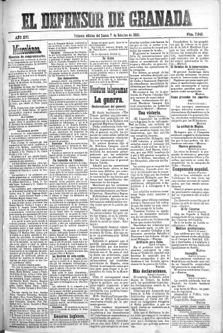 'El Defensor de Granada  : diario político independiente' - Año XVI Número 7949 1ª ed. - 1895 Octubre 07