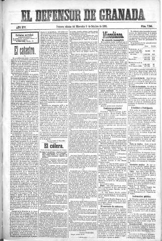 'El Defensor de Granada  : diario político independiente' - Año XVI Número 7951 1ª ed. - 1895 Octubre 09