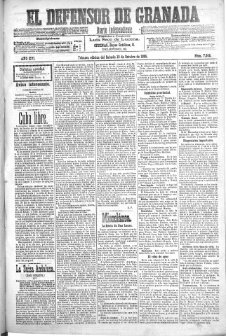 'El Defensor de Granada  : diario político independiente' - Año XVI Número 7966 1ª ed. - 1895 Octubre 19
