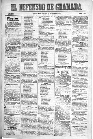 'El Defensor de Granada  : diario político independiente' - Año XVI Número 7977 1ª ed. - 1895 Octubre 28