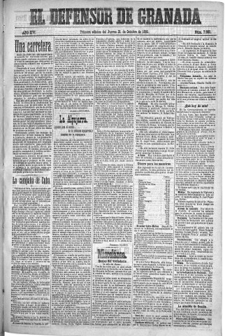 'El Defensor de Granada  : diario político independiente' - Año XVI Número 7980 1ª ed. - 1895 Octubre 31