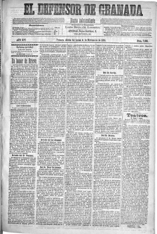 'El Defensor de Granada  : diario político independiente' - Año XVI Número 7985 1ª ed. - 1895 Noviembre 04