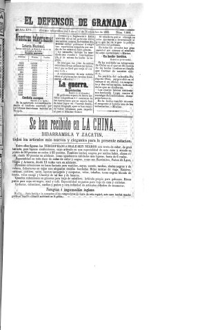 'El Defensor de Granada  : diario político independiente' - Año XVI Número 7994  - 1895 Noviembre 11