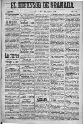 'El Defensor de Granada  : diario político independiente' - Año XVI Número 7995 1ª ed. - 1895 Noviembre 12