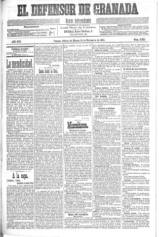 'El Defensor de Granada  : diario político independiente' - Año XVI Número 8002 1ª ed. - 1895 Noviembre 19