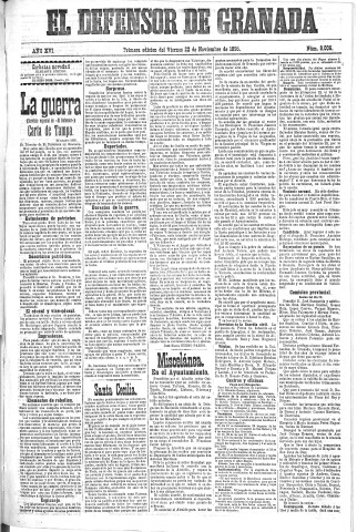 'El Defensor de Granada  : diario político independiente' - Año XVI Número 8006 1ª ed. - 1895 Noviembre 22