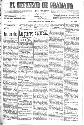 'El Defensor de Granada  : diario político independiente' - Año XVI Número 8009 1ª ed. - 1895 Noviembre 25