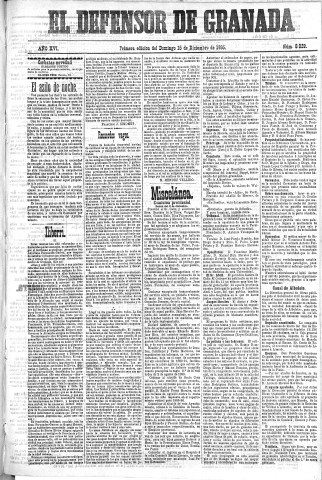 'El Defensor de Granada  : diario político independiente' - Año XVI Número 8029 1ª ed. - 1895 Diciembre 15