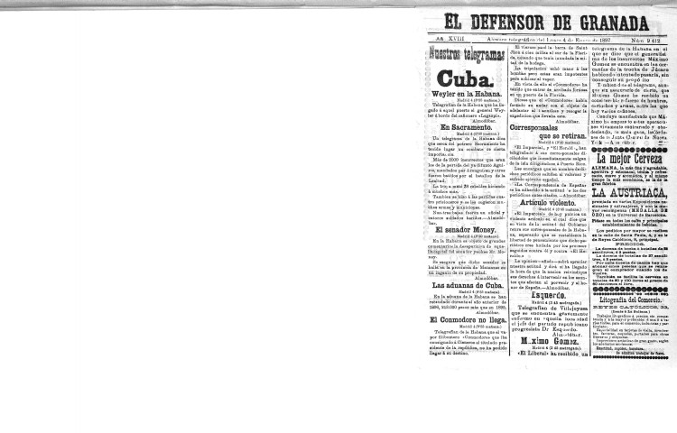 'El Defensor de Granada  : diario político independiente' - Año XVIII Número 9414  - 1897 Enero 04