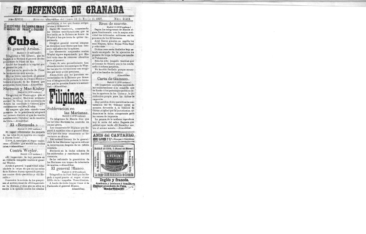 'El Defensor de Granada  : diario político independiente' - Año XVIII Número 9422  - 1897 Enero 11
