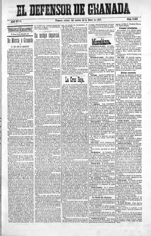 'El Defensor de Granada  : diario político independiente' - Año XVIII Número 9423 1ª ed. - 1897 Enero 12