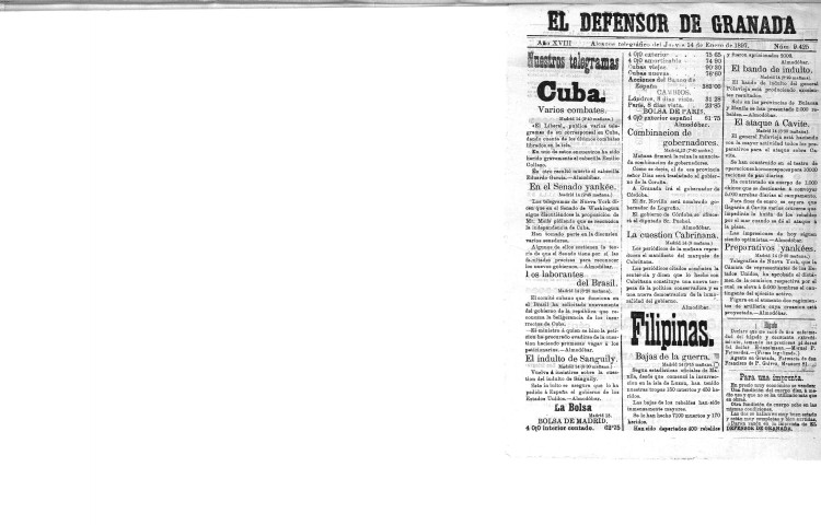 'El Defensor de Granada  : diario político independiente' - Año XVIII Número 9425  - 1897 Enero 14