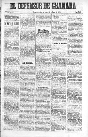 'El Defensor de Granada  : diario político independiente' - Año XVIII Número 9431 1ª ed. - 1897 Enero 19