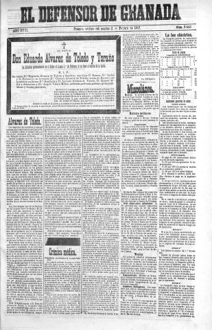 'El Defensor de Granada  : diario político independiente' - Año XVIII Número 9445 1ª ed. - 1897 Febrero 02