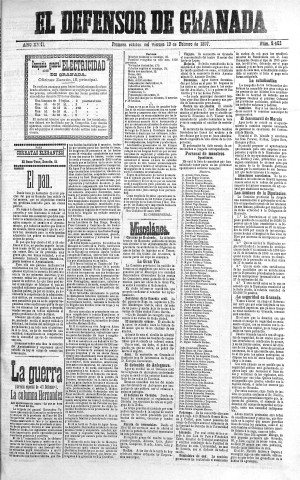 'El Defensor de Granada  : diario político independiente' - Año XVIII Número 9462 1ª ed. - 1897 Febrero 19