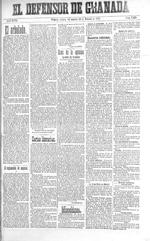'El Defensor de Granada  : diario político independiente' - Año XVIII Número 9466 1ª ed. - 1897 Febrero 23