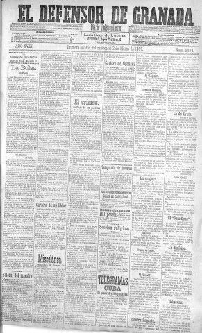 'El Defensor de Granada  : diario político independiente' - Año XVIII Número 9474 1ª ed. - 1897 Marzo 03