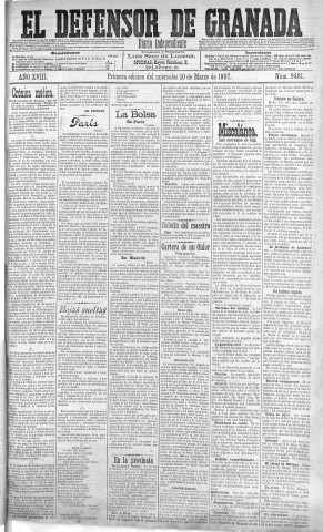 'El Defensor de Granada  : diario político independiente' - Año XVIII Número 9481 1ª ed. - 1897 Marzo 10