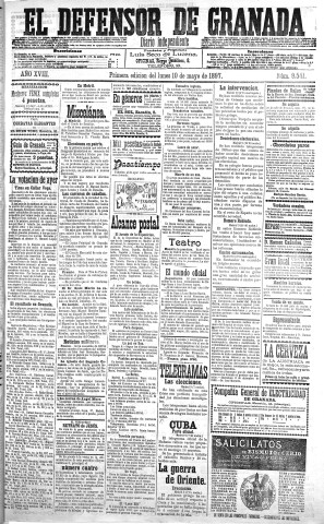 'El Defensor de Granada  : diario político independiente' - Año XVIII Número 9541 1ª ed. - 1897 Mayo 10