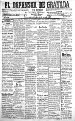 'El Defensor de Granada  : diario político independiente' - Año XVIII Número 9546 1ª ed. - 1897 Mayo 15