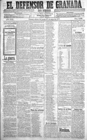 'El Defensor de Granada  : diario político independiente' - Año XVIII Número 9558 1ª ed. - 1897 Mayo 27