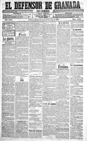 'El Defensor de Granada  : diario político independiente' - Año XVIII Número 9705 1ª ed. - 1897 Julio 15